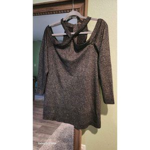 torrid black gold cross neck cold shoulder sweater